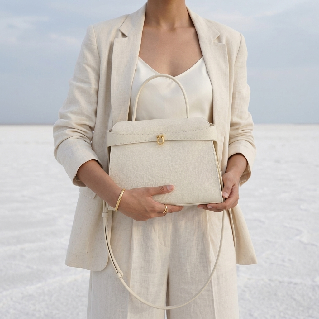 Aurelle Ivory In Pure Leather  - By Qivii