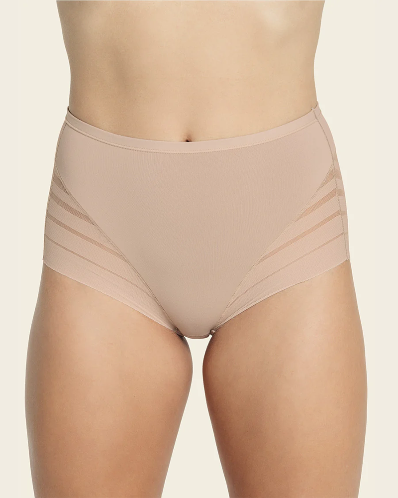 Lace Stripe Undetectable High Waist Briefs Underpants  - By Qivii