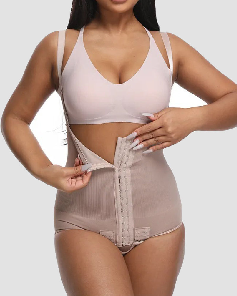 Women's Tummy Control Adjustable Buckle Front Open Bust Shapewear  - By Qivii