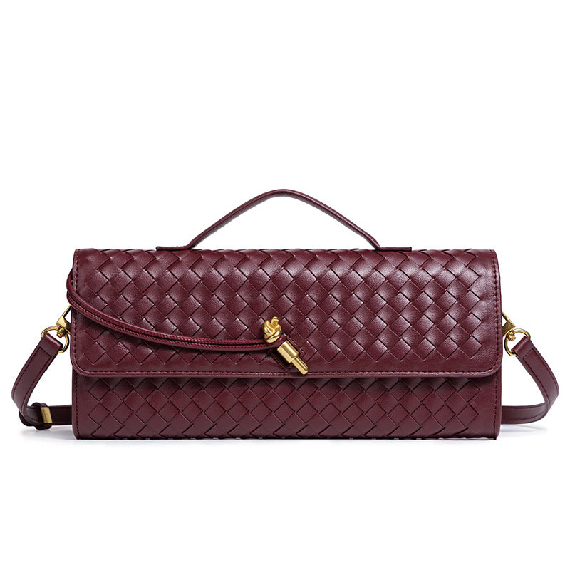 Women's Celestial Baguette Clutch - Kiss-Lock Woven Minaudière with Chain Strap