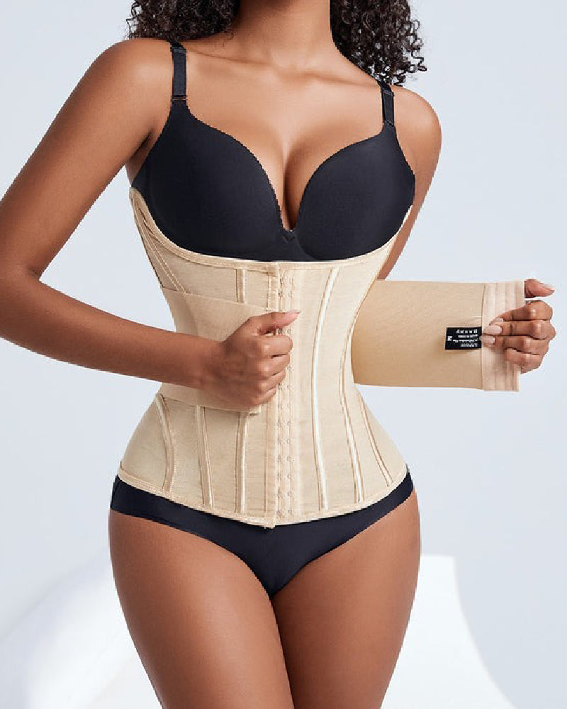 Women's Waist Trainer Tummy Control Mesh Breathable Sports Corset With Removable Belt  - By Qivii