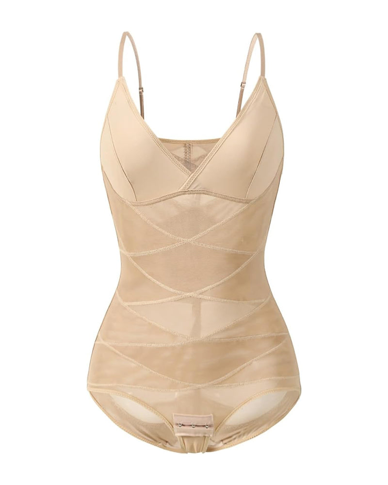 Mesh V Neck Tummy control Camisoles Shapewear with Bra  - By Qivii
