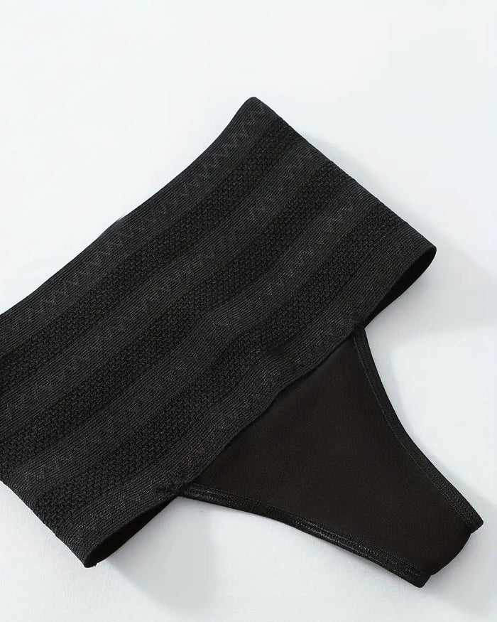Women's High Waist Shaping Thong Breathable Tummy Control Shapewear Panty  - By Qivii