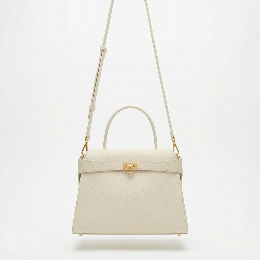 Aurelle Ivory In Pure Leather  - By Qivii