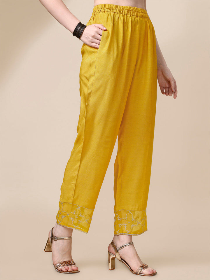 Yellow Jacquard Kurta Suit Set by Qivii