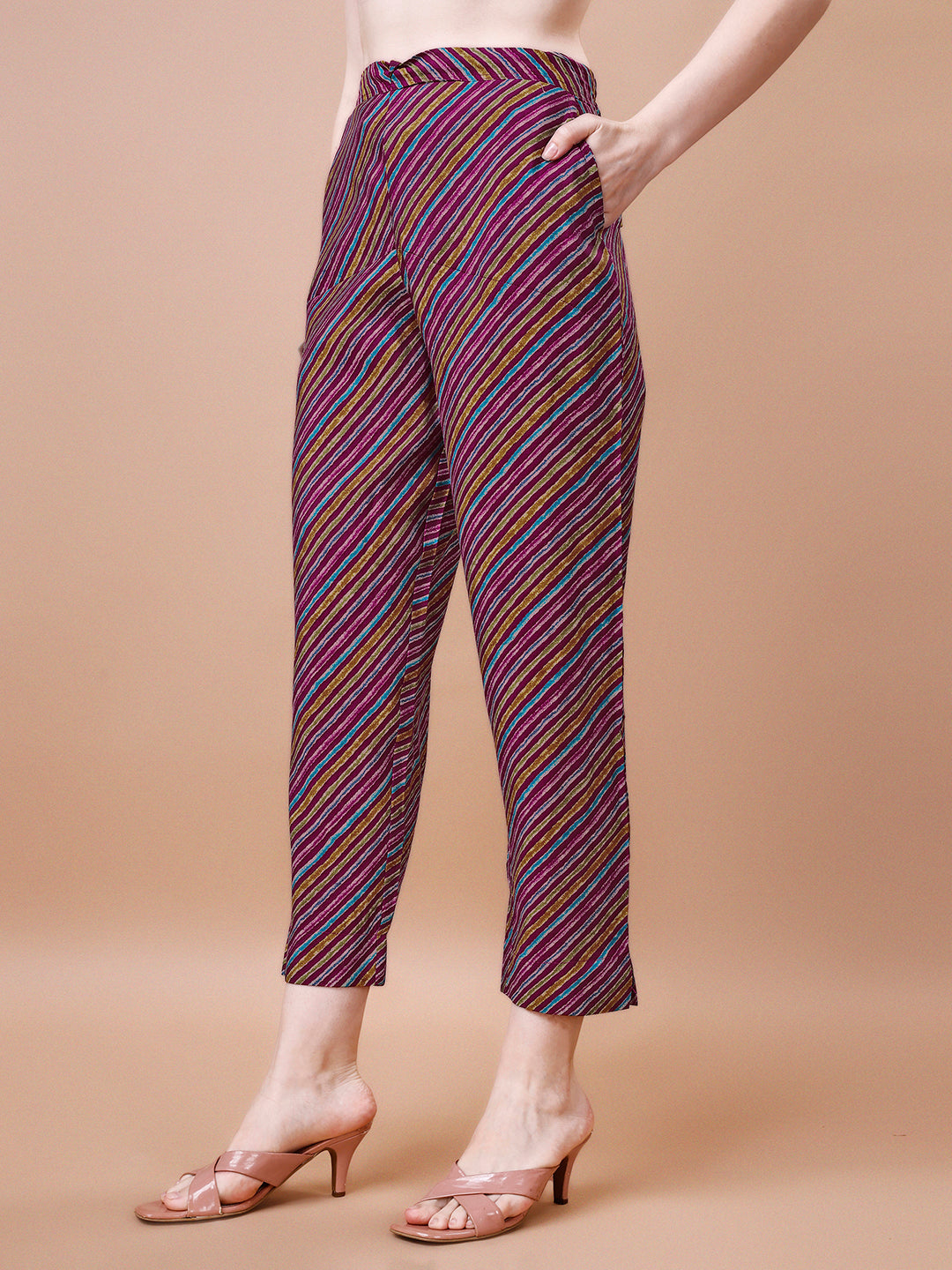 Purple Printed Kurta Suit Set