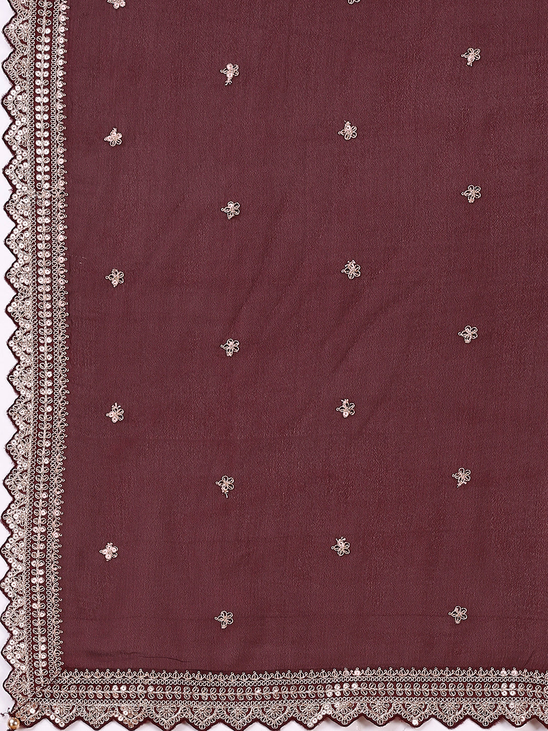 Maroon Printed with Embroidered Sharara Suit Set by Qivii