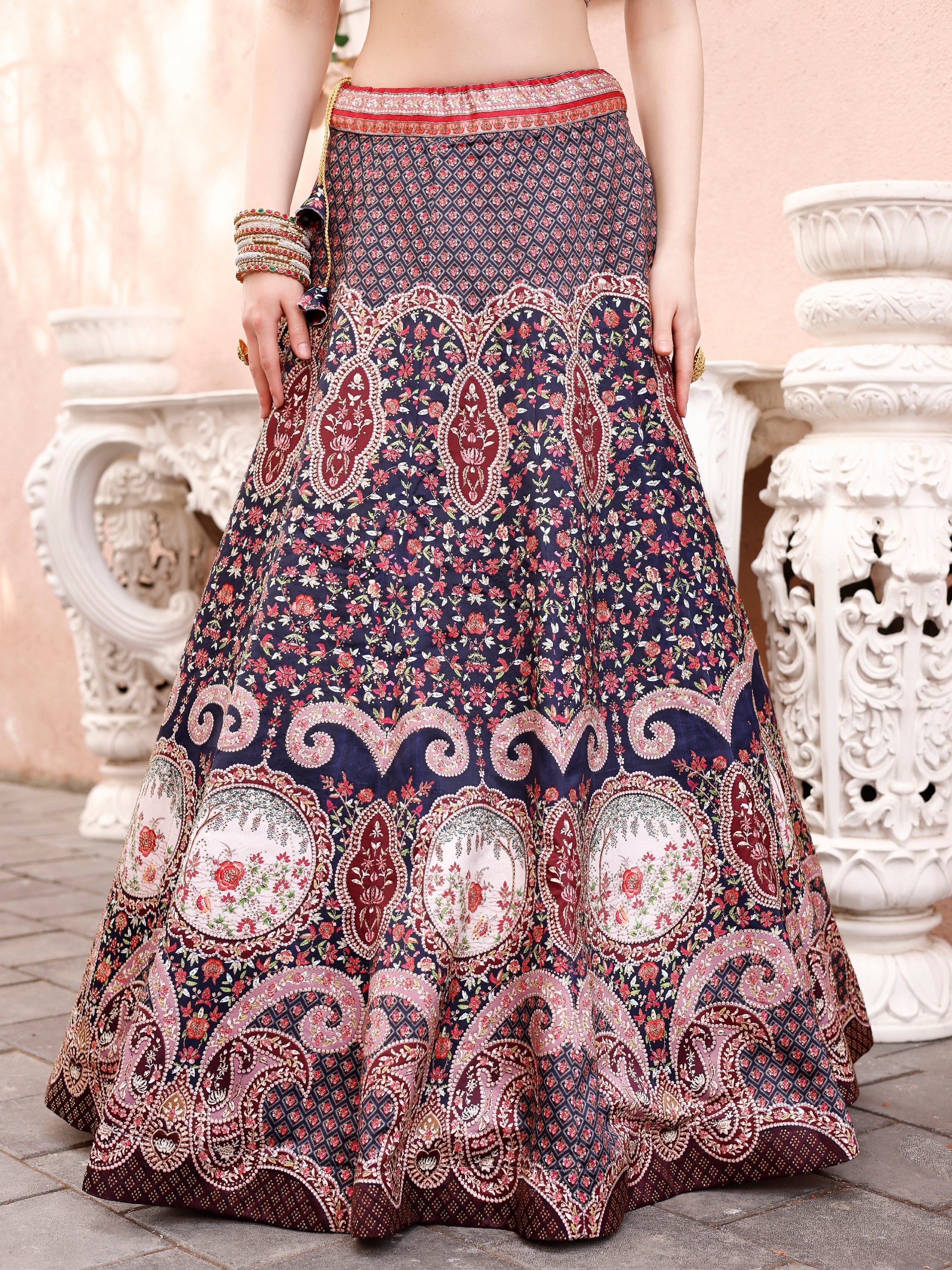 Dazzling Elegance: Swarovski Embellished Lehengas for Bridal Bliss and Semi-Bridal Splendor - qivii