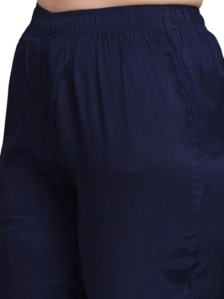 Dark Indigo Jacquard Kurta Suit Set by Qivii