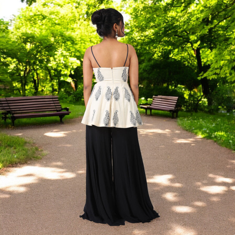 Ivory Peplum Sharara Set - qivii