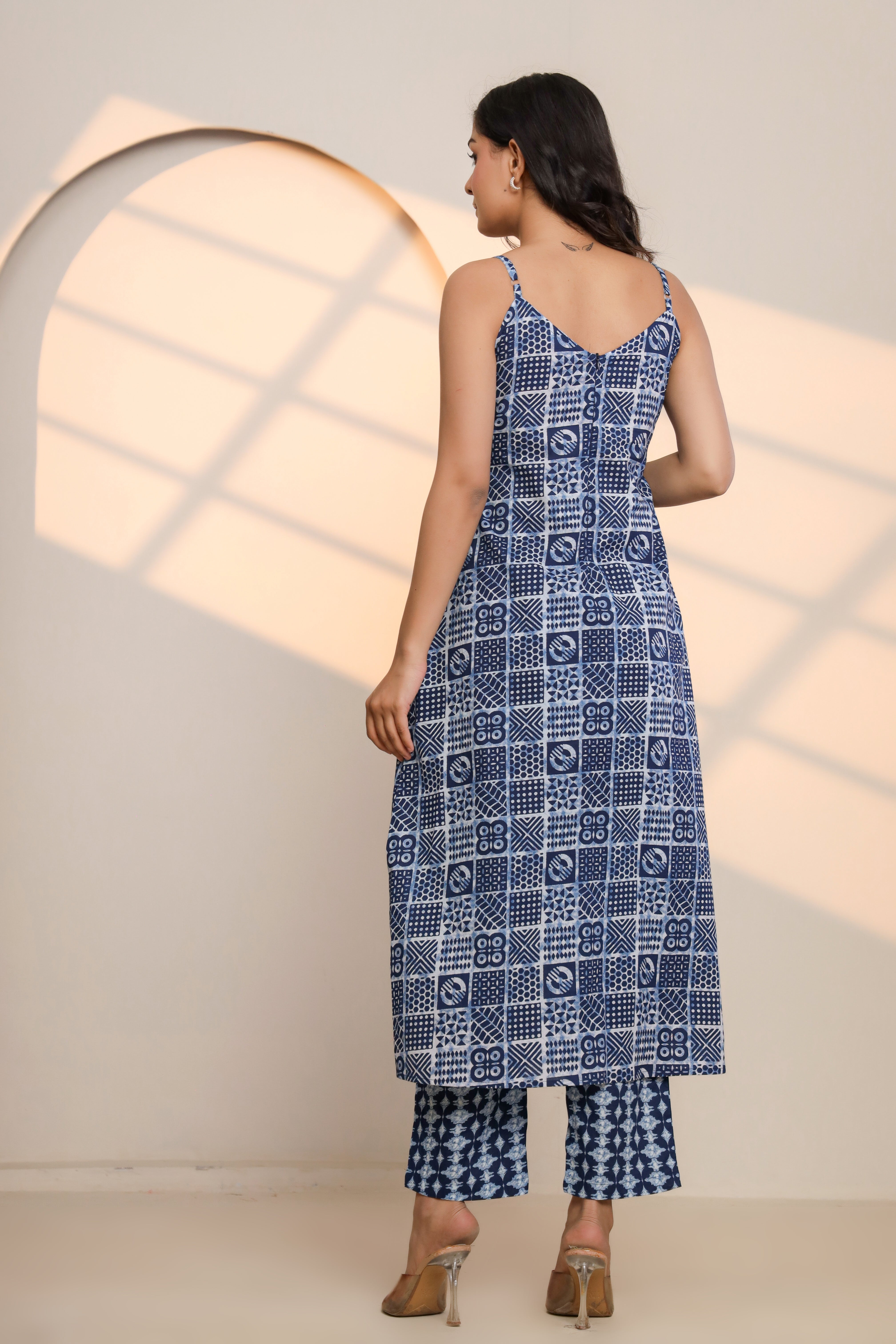 Lapis Blue Cotton Hand Block Printed Co- Ord Set  - By Ragavi - qivii