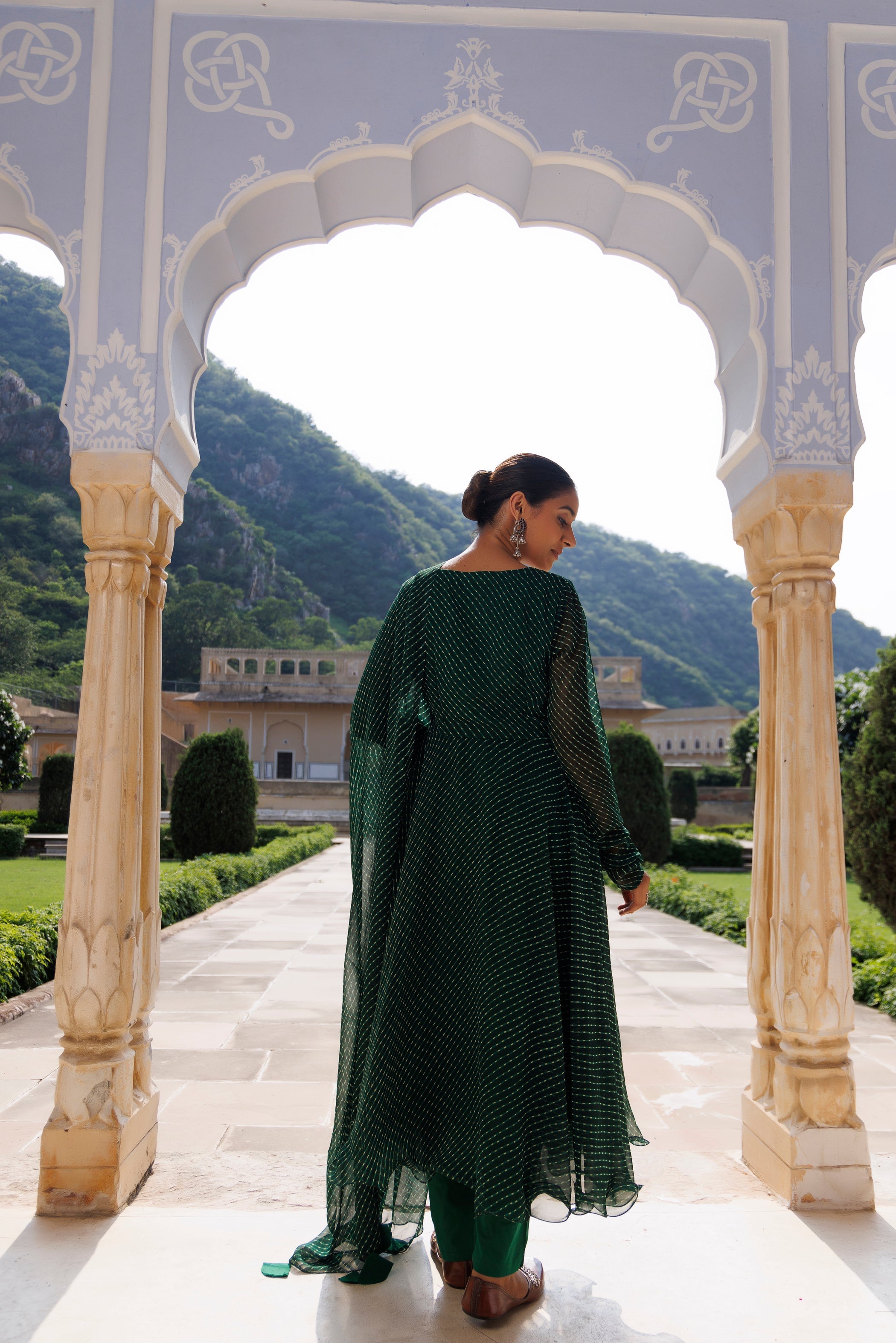 Treetop Green Leheriya Kurta Set  - By Ragavi - qivii