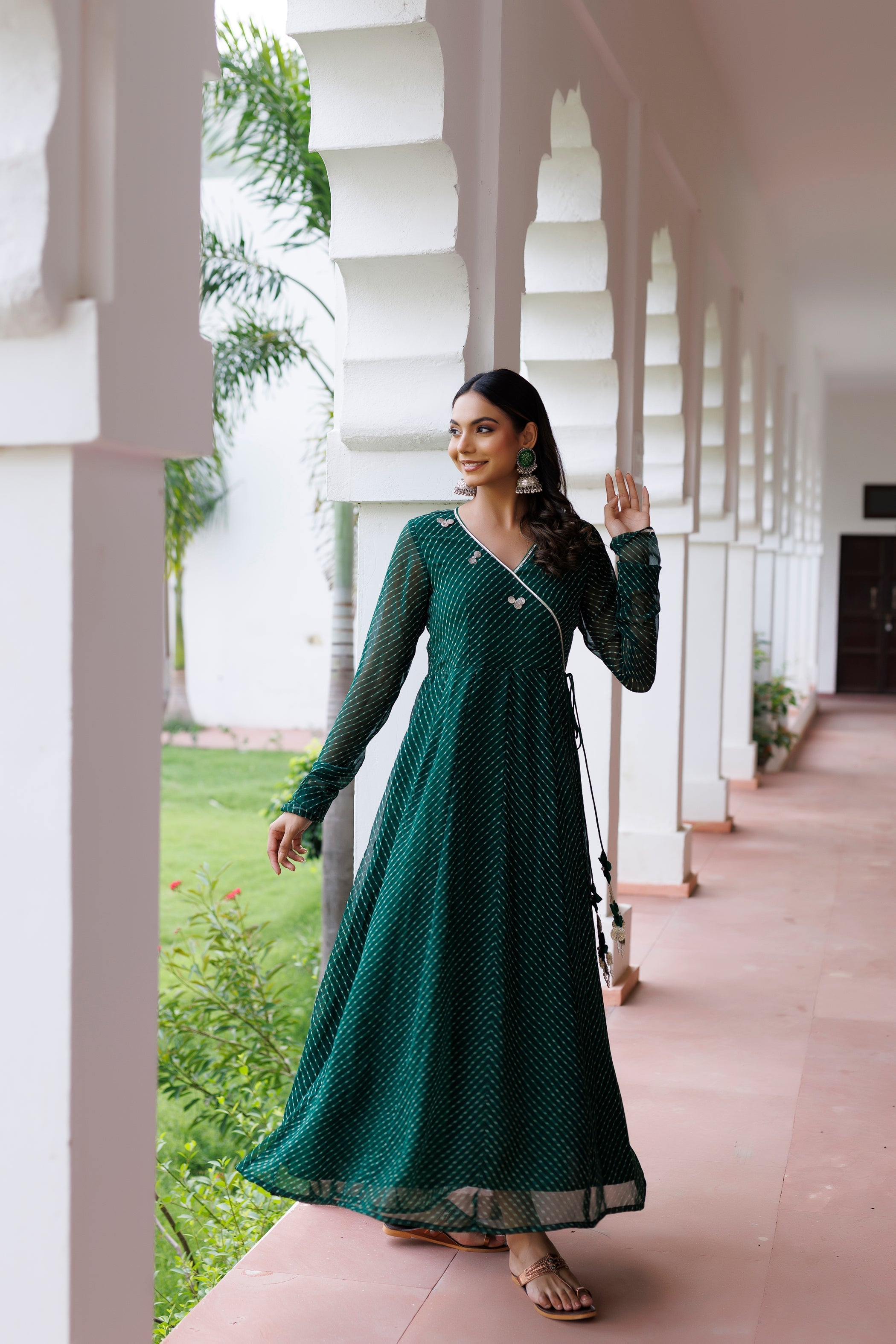 Green Leheriya Kurta  - By Ragavi - qivii