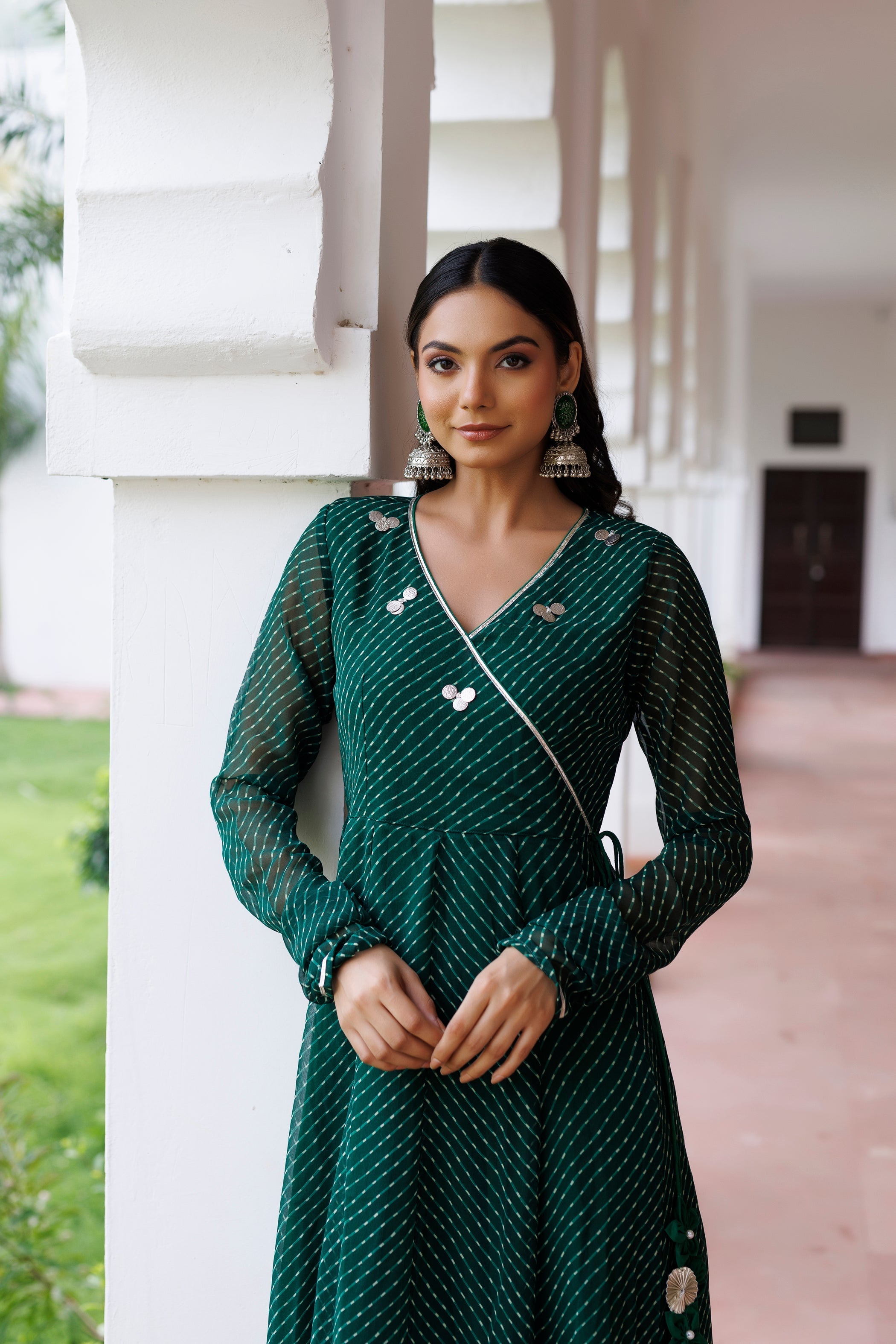 Green Leheriya Kurta  - By Ragavi - qivii