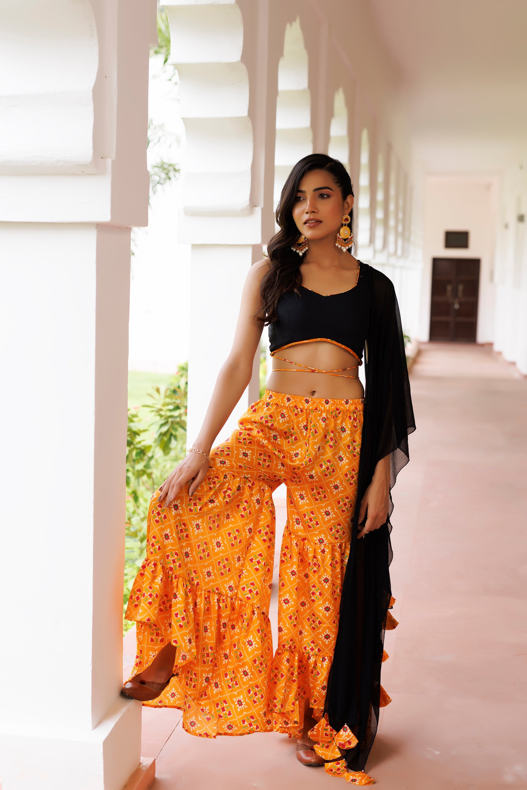 Amber Yellow Patola Co-ord Set