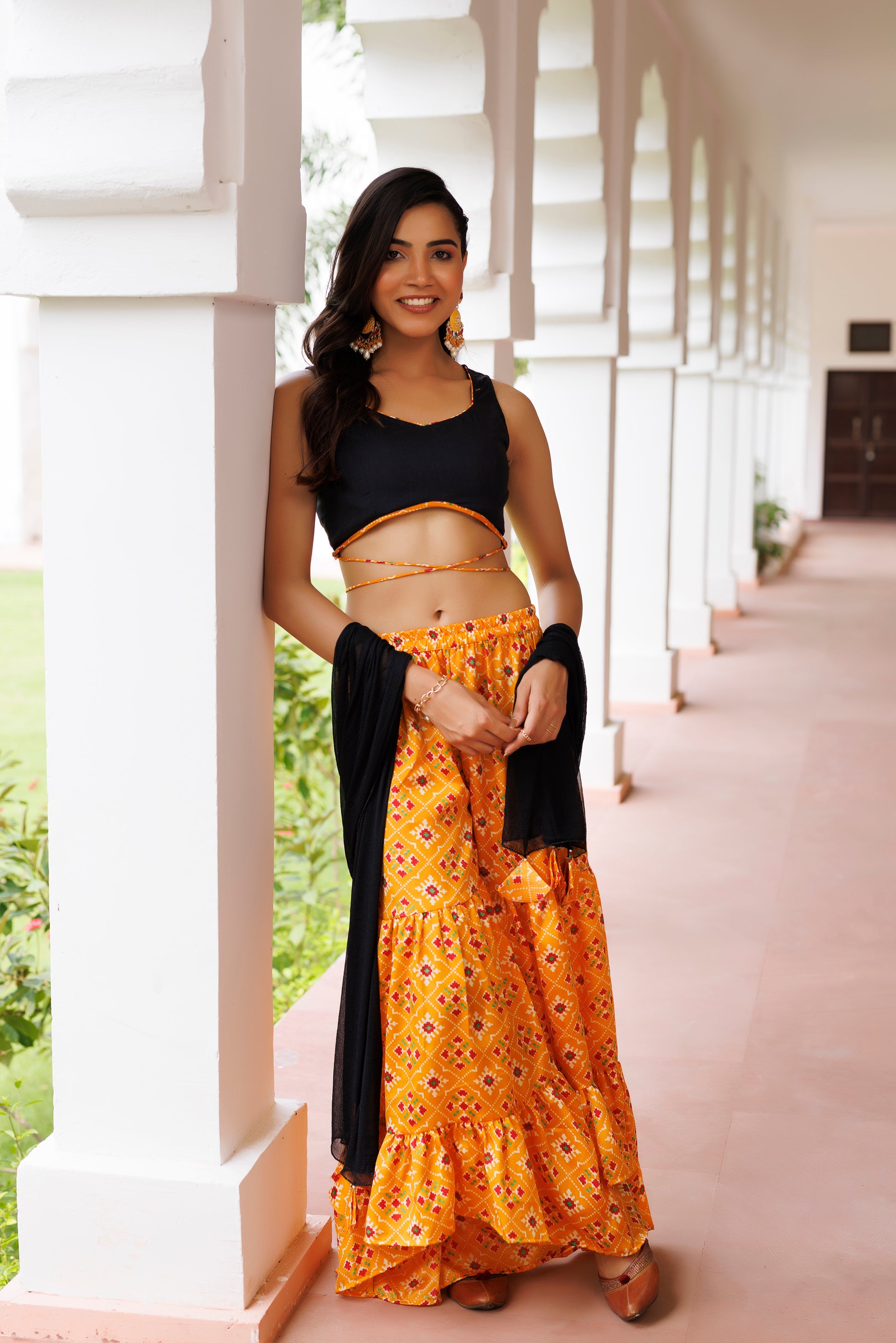 Amber Yellow Patola Co-ord Set