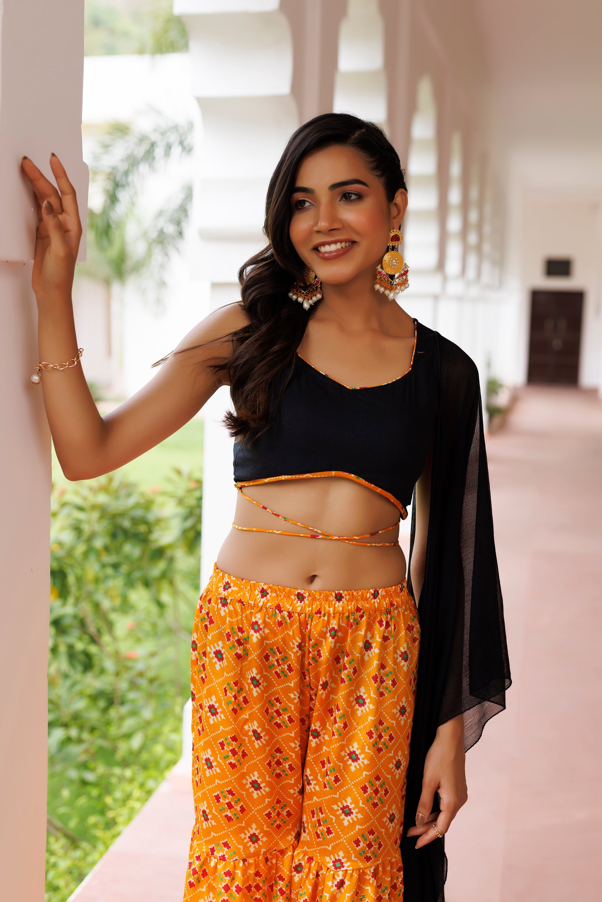 Amber Yellow Patola Co-ord Set