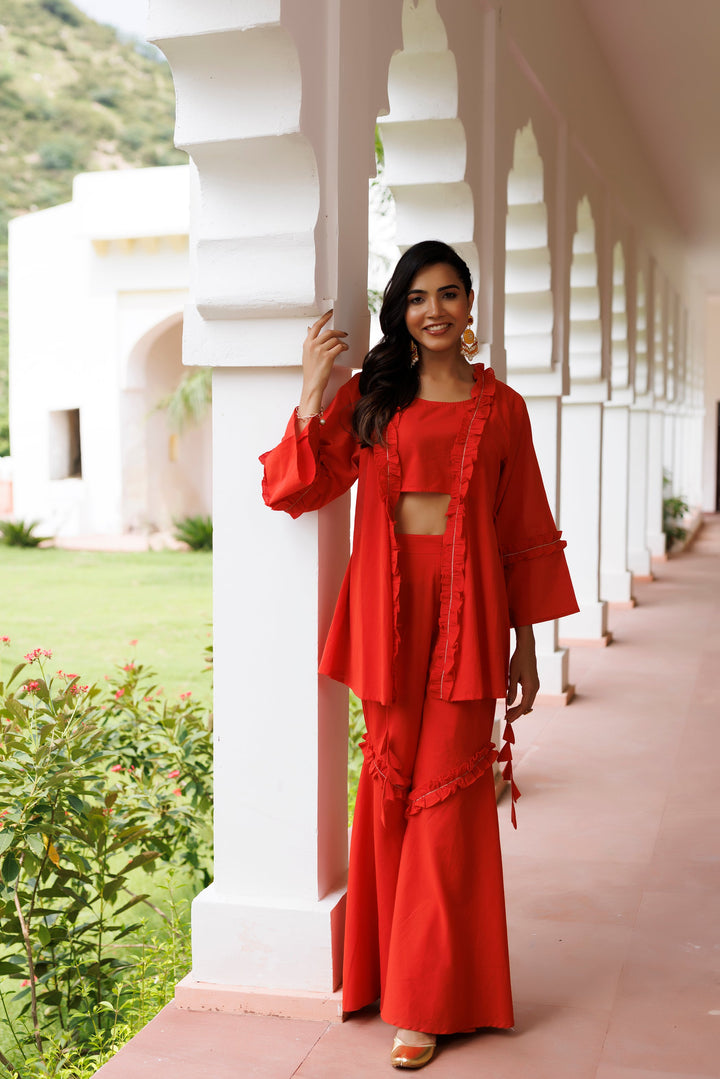 EmberGlow Red Co-ord Set  - By Ragavi