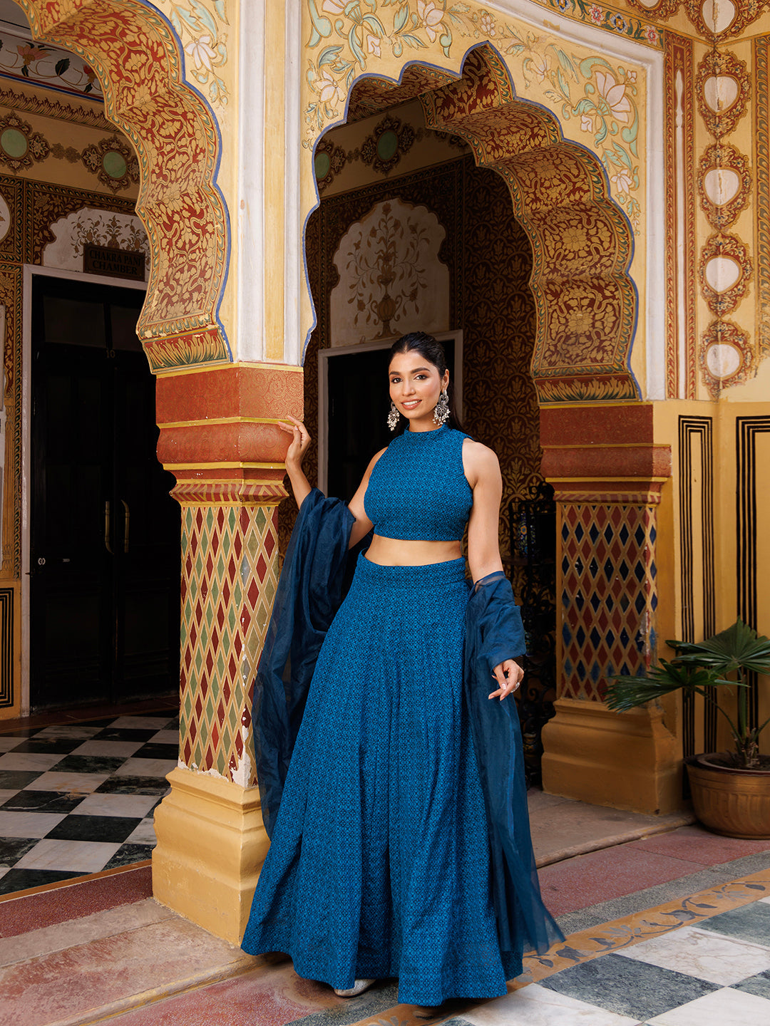 Bunting Indigo Blue Chikankari Lehenga Set
