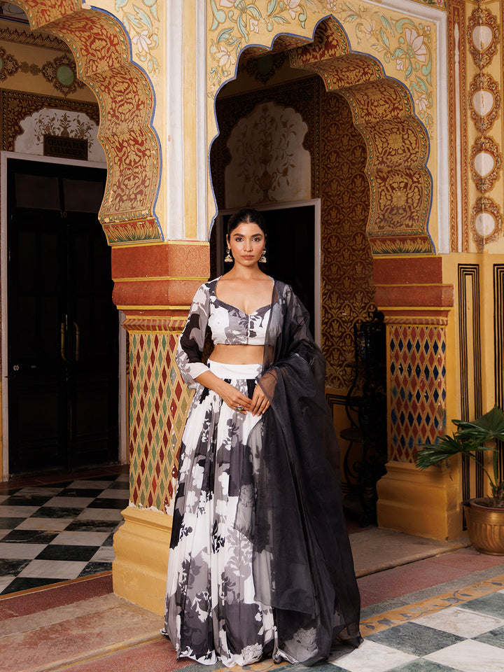 Back view of the lehenga set to show the elegant design