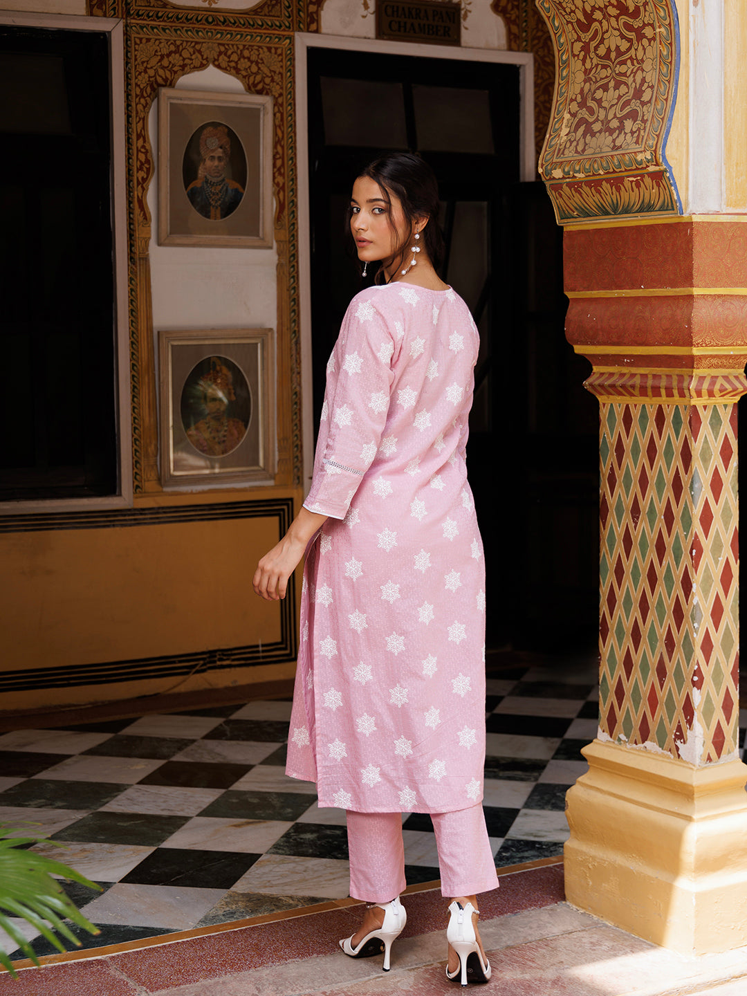 Mauve Chalk Pink Cotton Embroidered Kurta Set  - By Ragavi