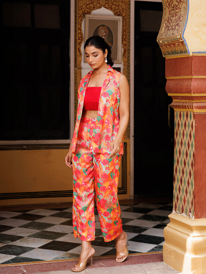 Peach Echo Pink Silk Co- Ord Set  - By Ragavi