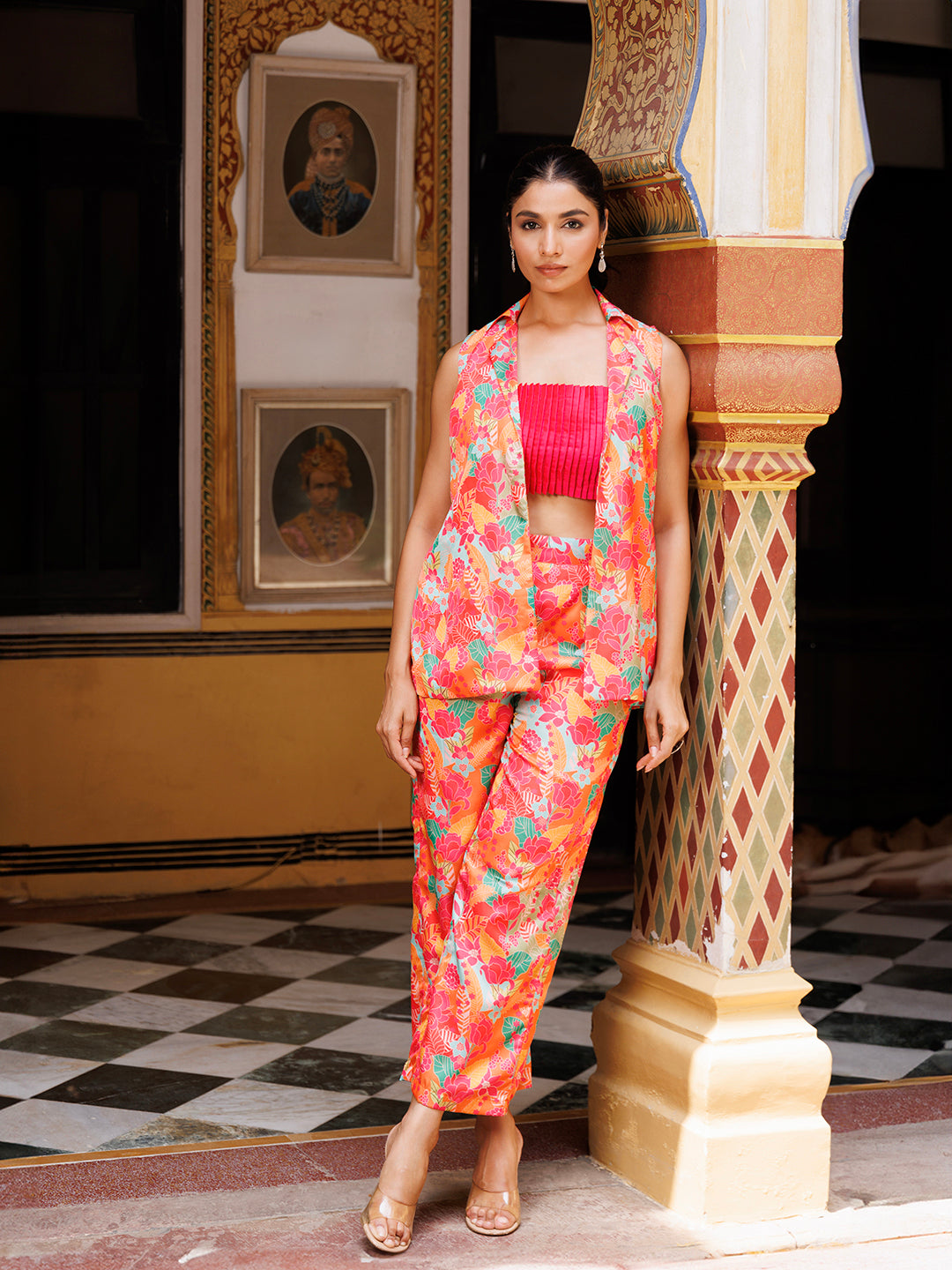 Peach Echo Pink Silk Co- Ord Set  - By Ragavi