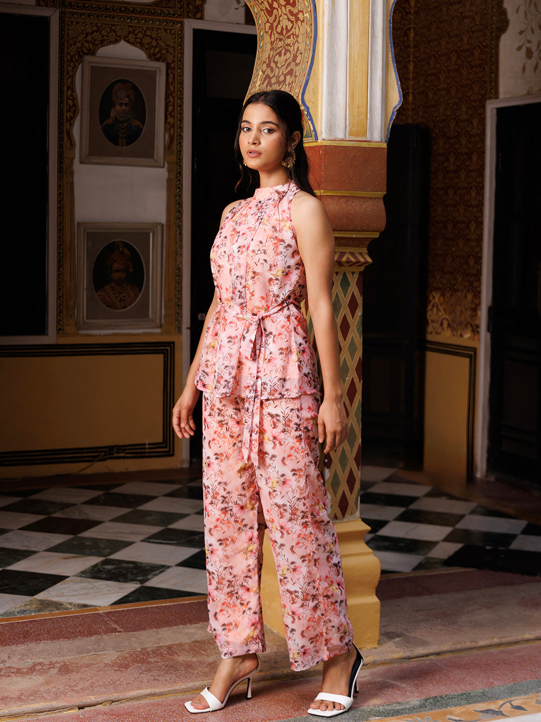 Chalk Pink Georgette Co- Ord Set  - By Ragavi