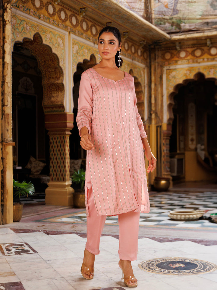 Stunning Calypso Pink Embroidered Silk Kurta Set by Ragavi, perfect for special occasions