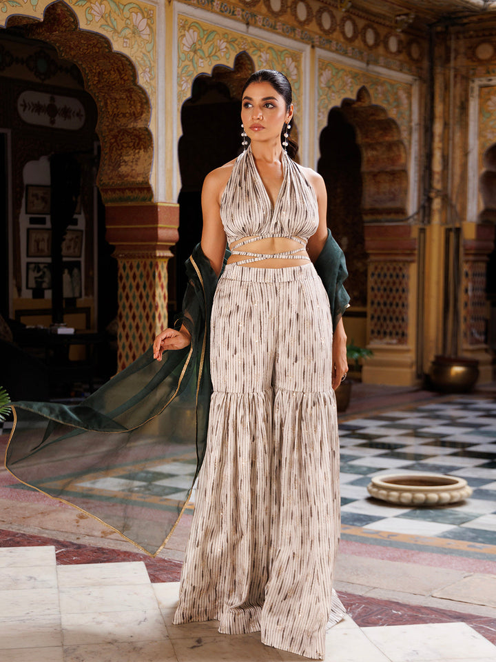 A stylish and trendy Northern Droplet Grey Green Co-Ord Set by Ragavi, perfect for any occasion