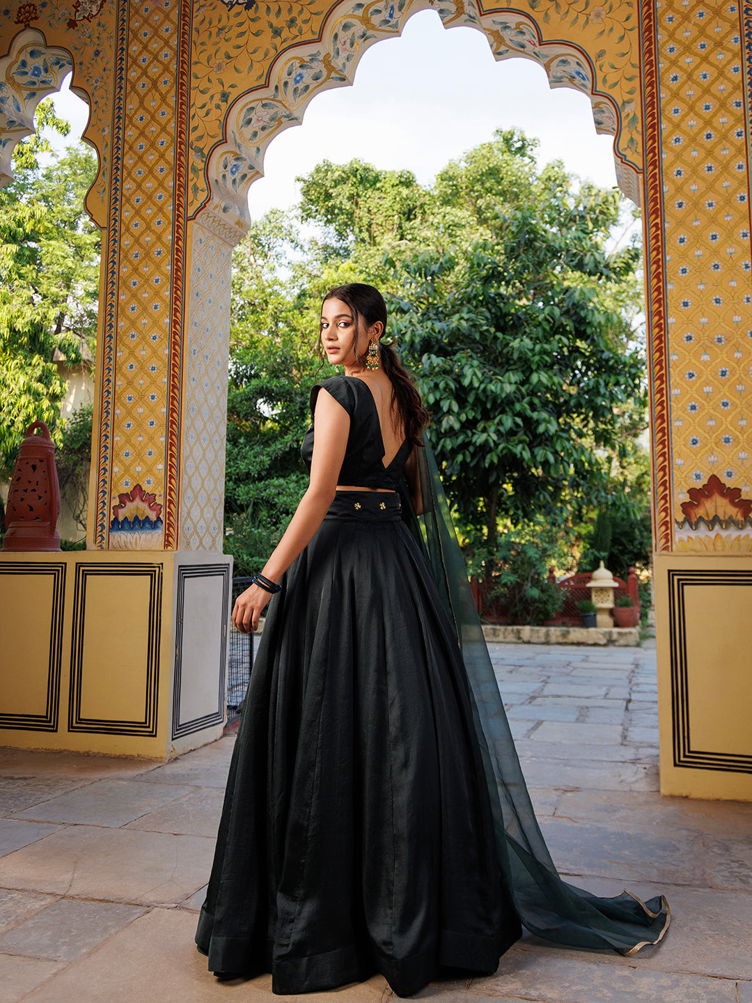 Beautiful Green Bay Embroidered Silk Lehenga Set by Ragavi, perfect for special occasions and weddings