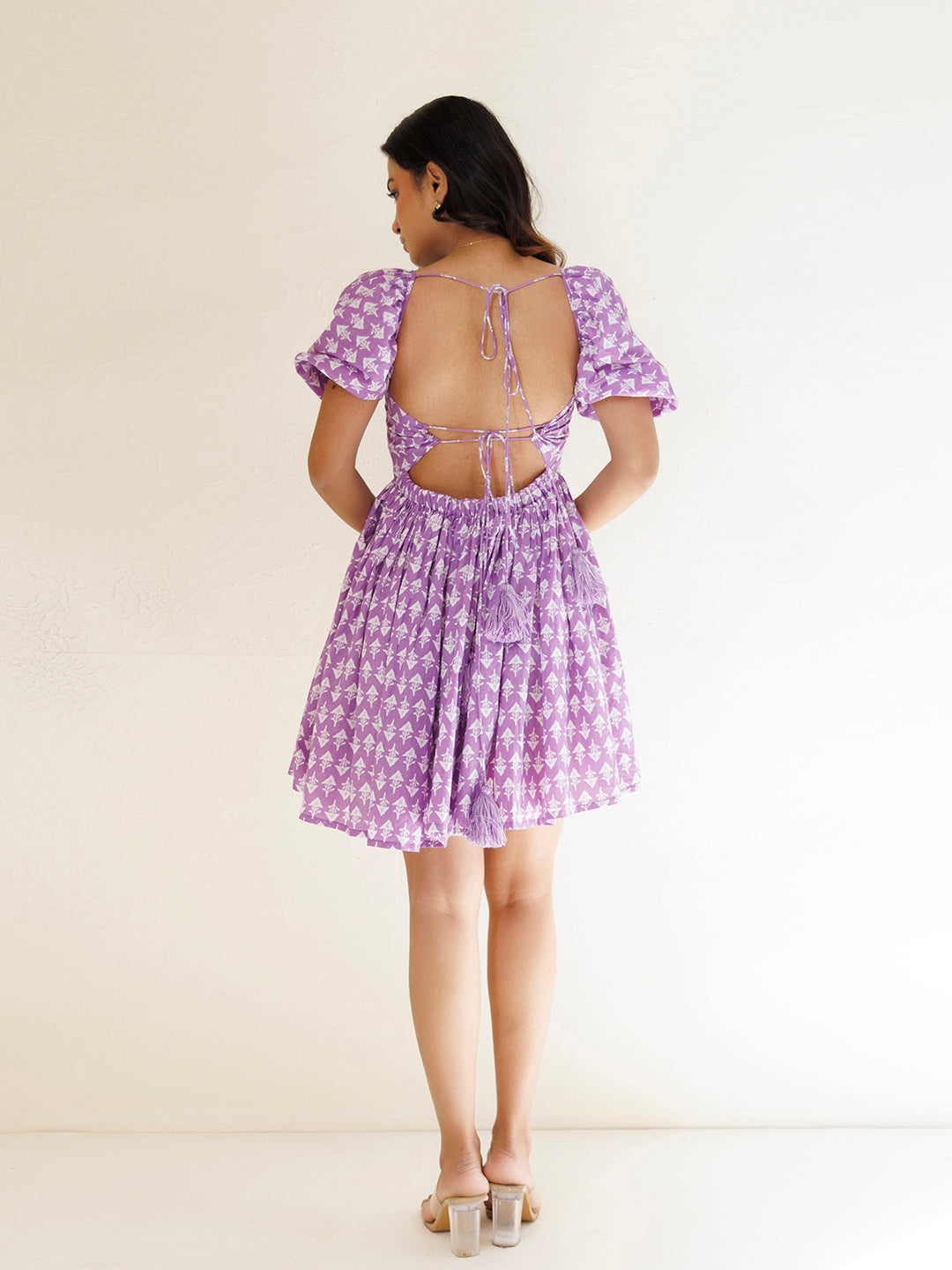 Bellflower Purple Cotton Printed Dress by ragavi