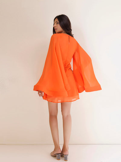 Flame Orange Chiffon Dress by ragavi