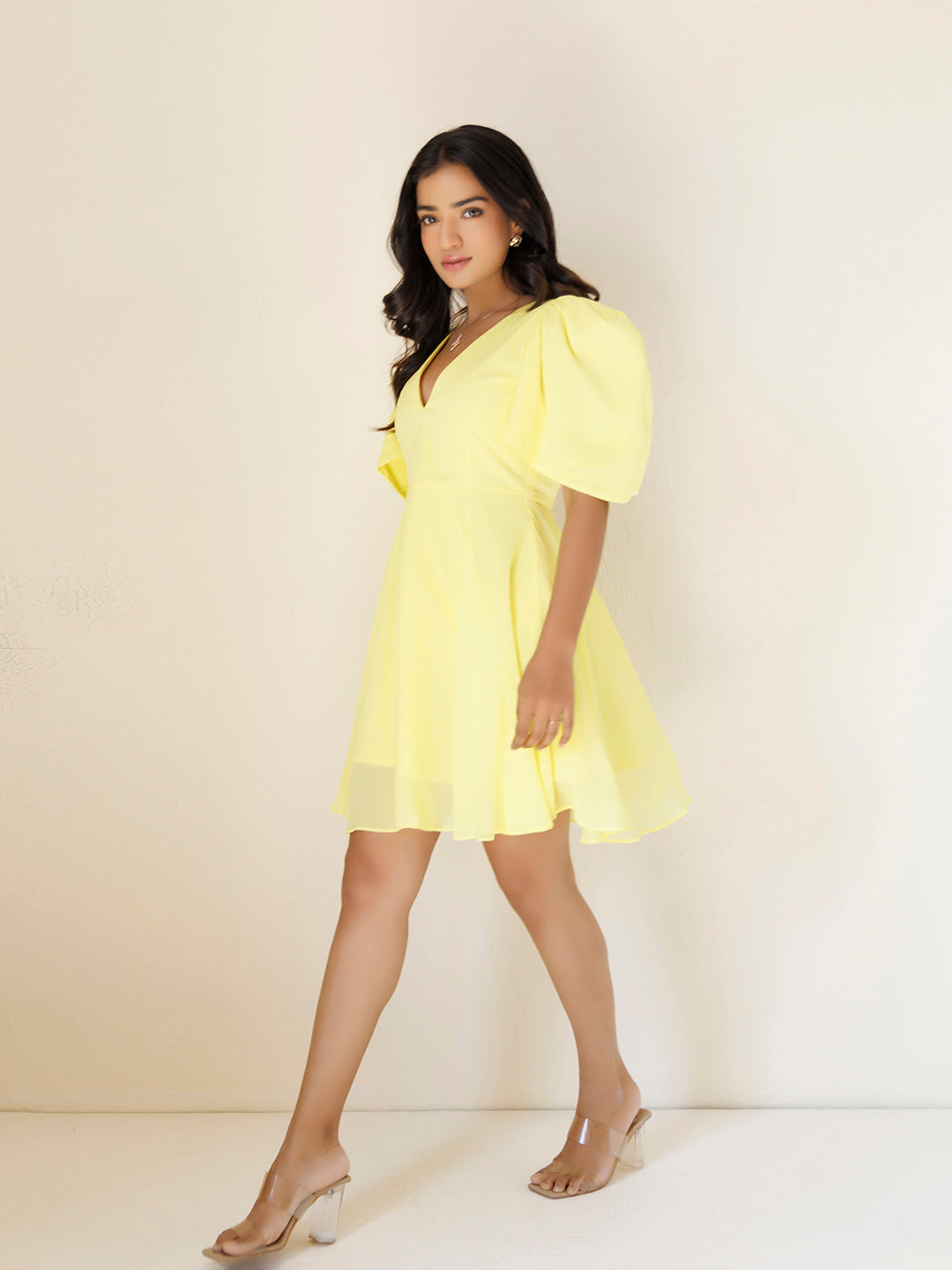 Birds Of Paradise Yellow Chiffon Dress by ragavi