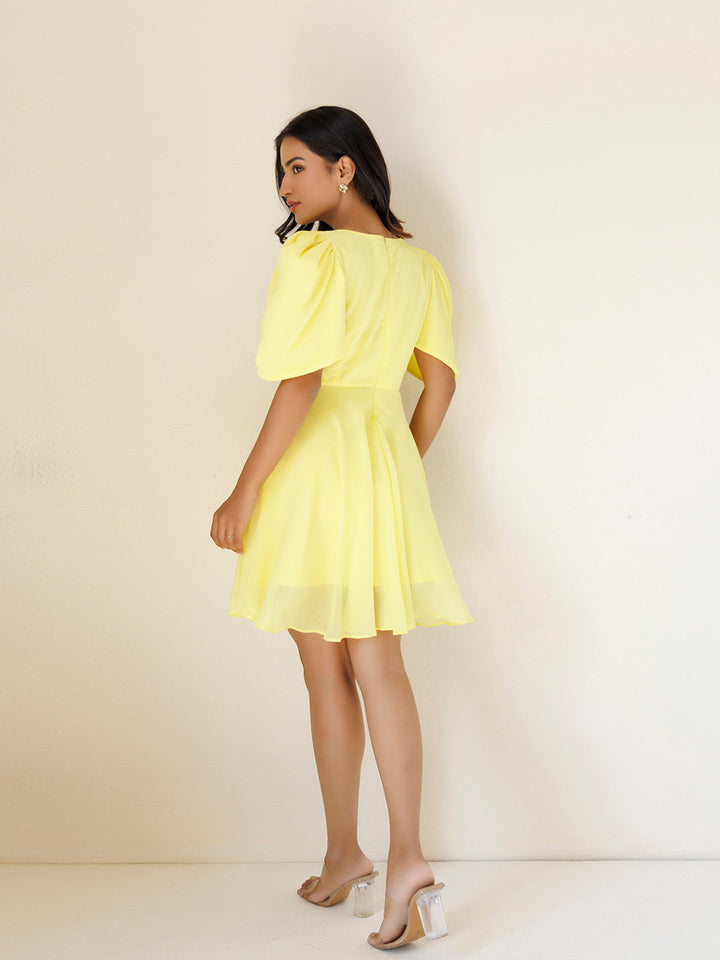 Birds Of Paradise Yellow Chiffon Dress by ragavi