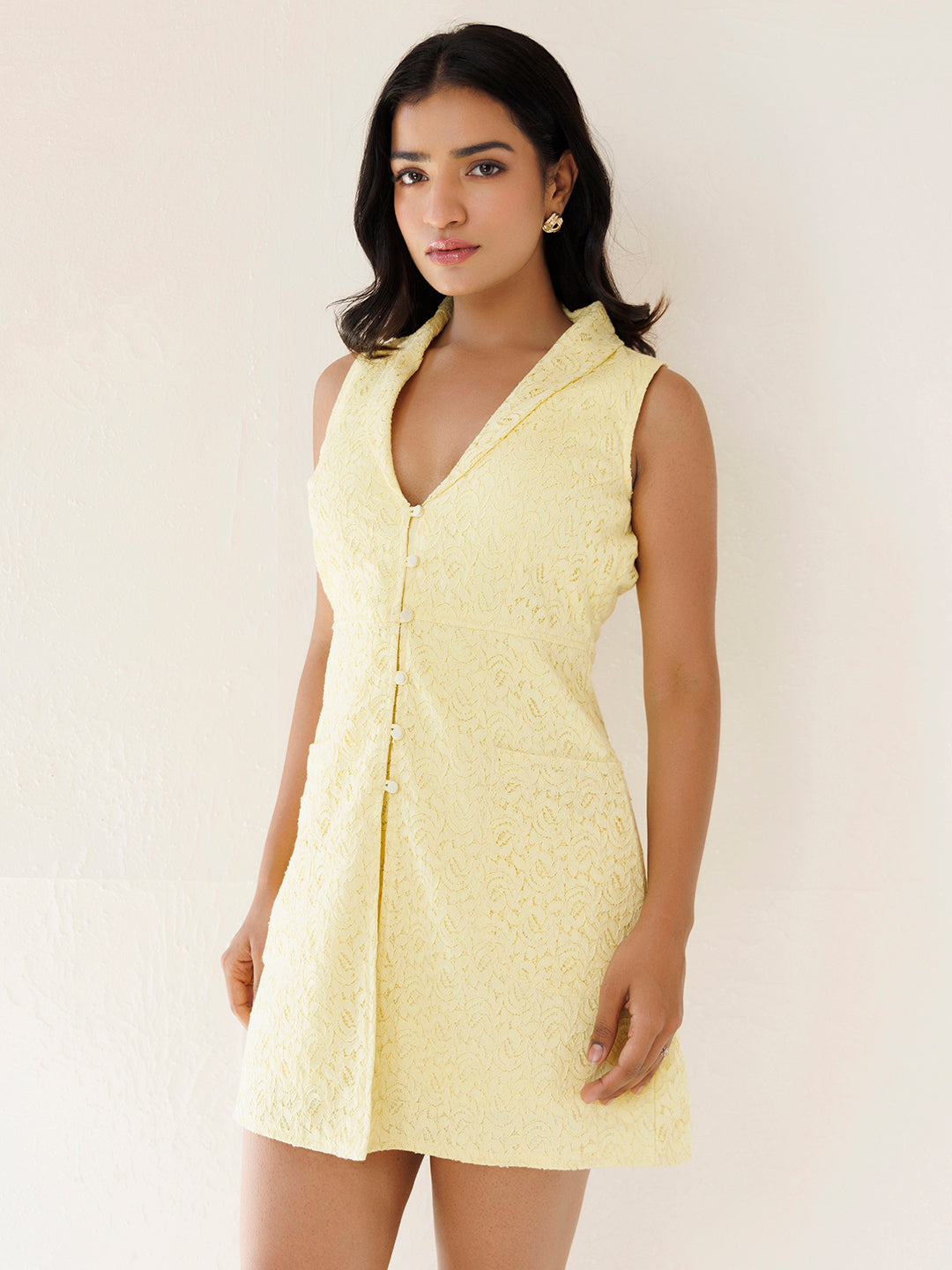 Yellow Foxglove Cotton Net Dress by ragavi