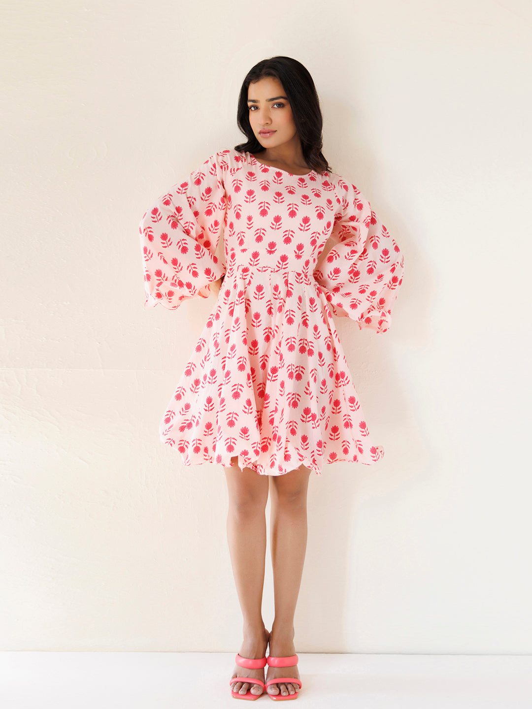Calla Lily Pink Cotton Printed Dress by ragavi