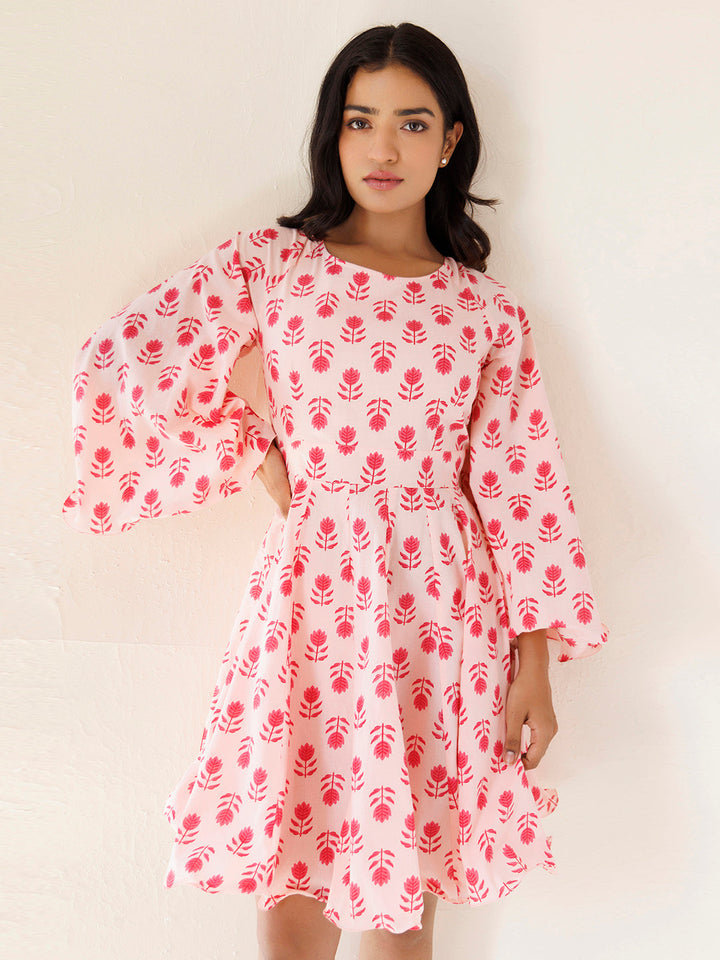 Calla Lily Pink Cotton Printed Dress by ragavi