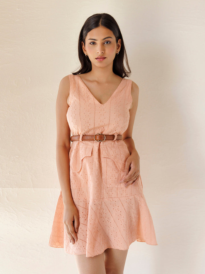 Nude Phoenix Cotton Schiffli Dress by ragavi