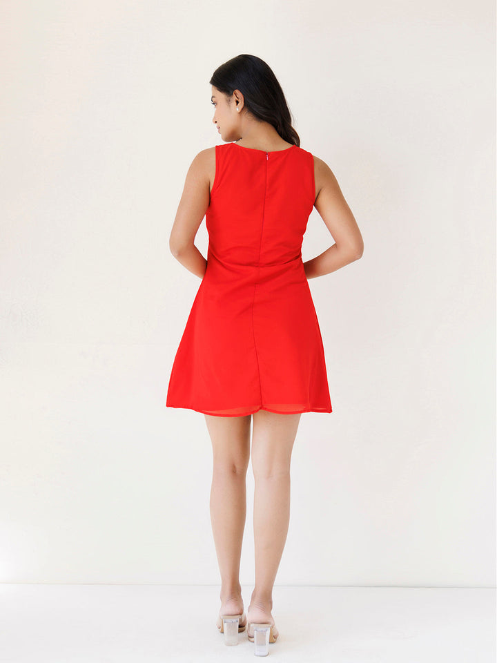 Cardinal Red Heart Chiffon Dress by ragavi