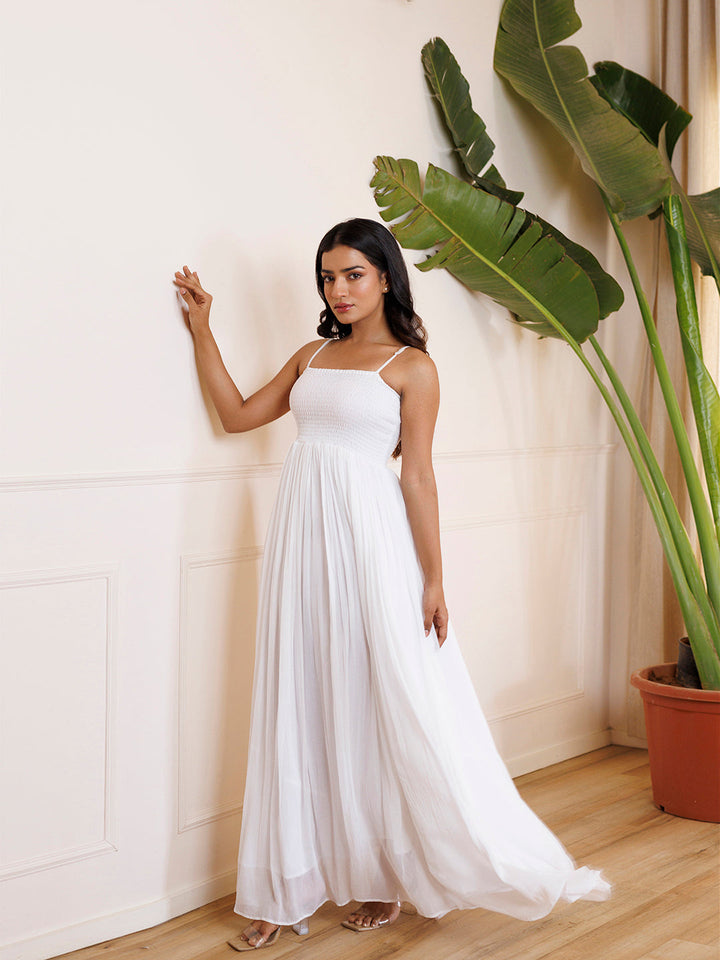 Snowball White Chiffon Dress by ragavi