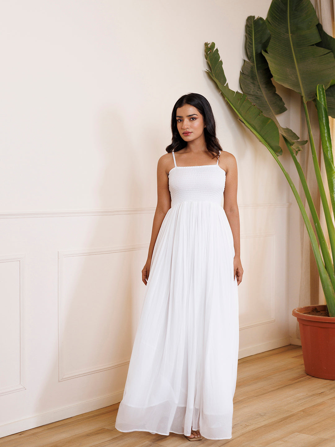 Snowball White Chiffon Dress by ragavi