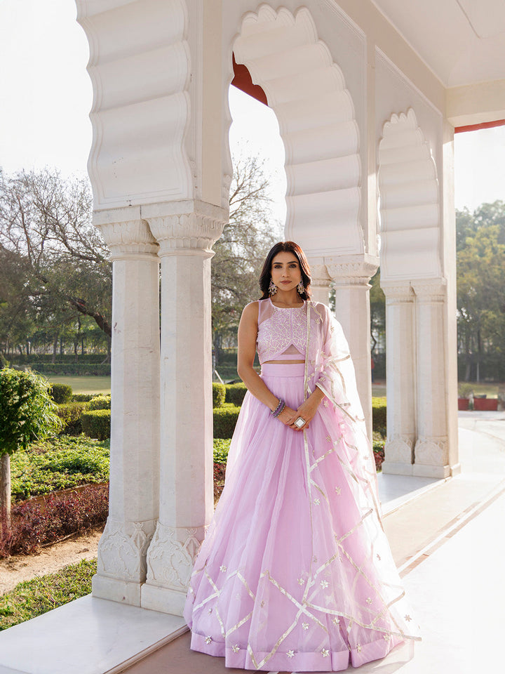 Petal Purple Organza Lehenga Set BY RAGAVI