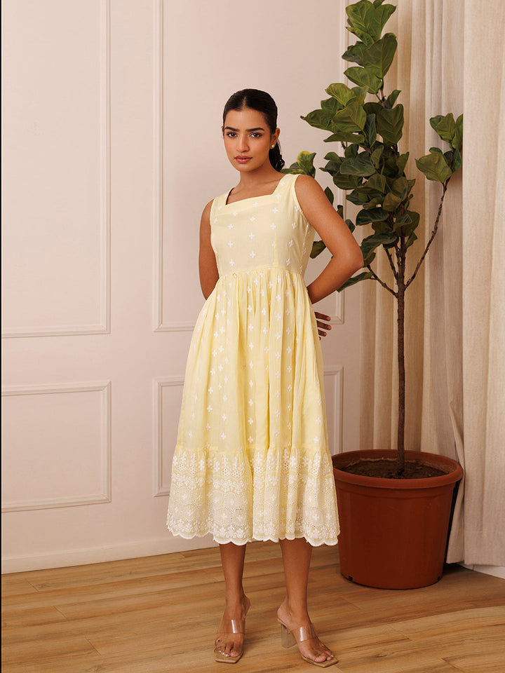 Daffodil Yellow Cotton Dress by ragavi