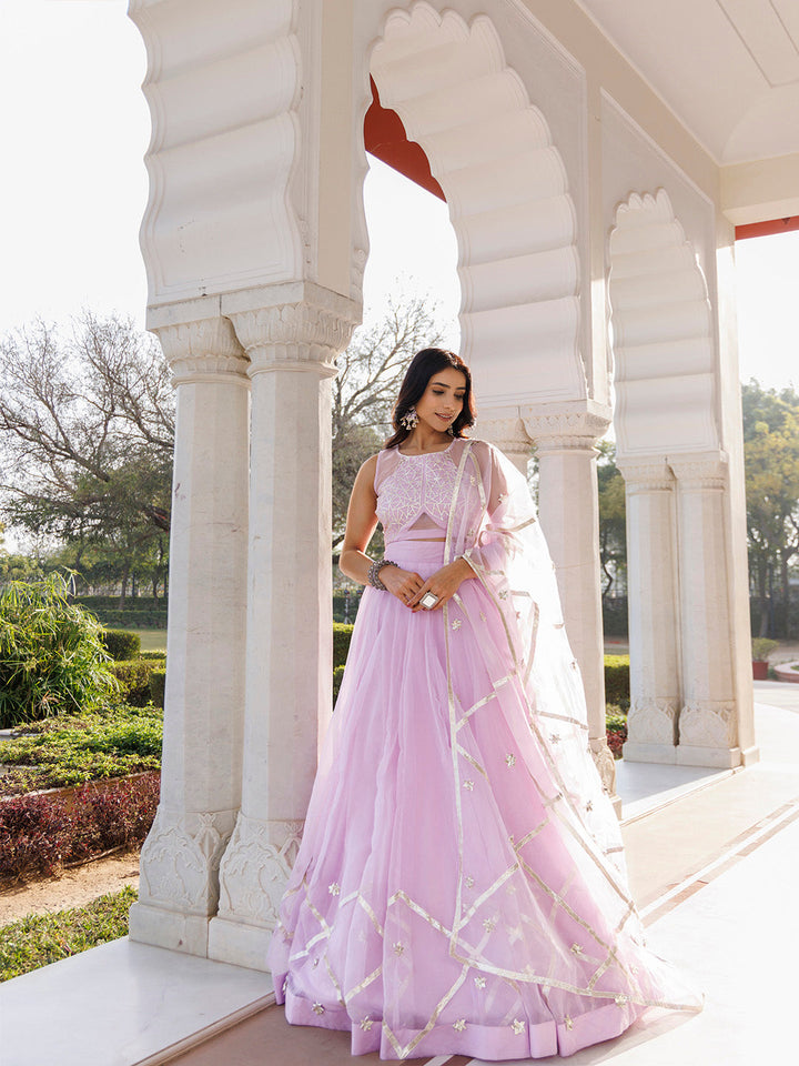 Petal Purple Organza Lehenga Set BY RAGAVI