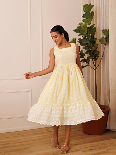 Daffodil Yellow Cotton Dress by ragavi