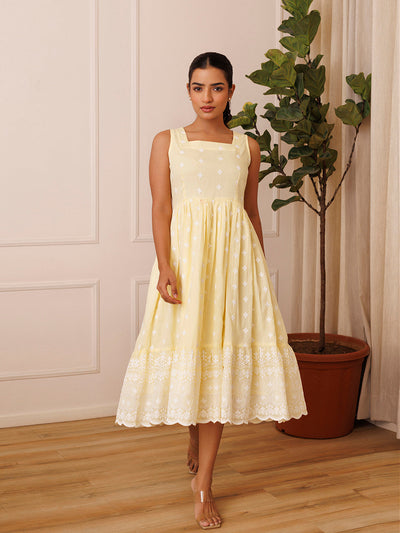 Daffodil Yellow Cotton Dress by ragavi