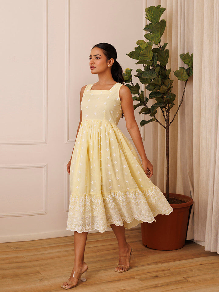 Daffodil Yellow Cotton Dress by ragavi