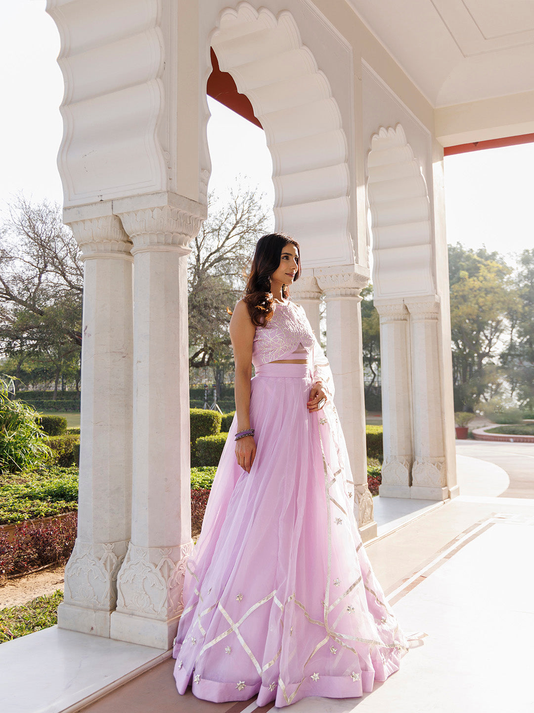 Petal Purple Organza Lehenga Set BY RAGAVI