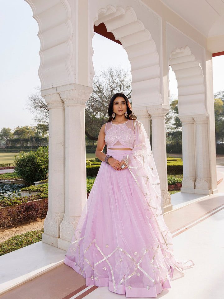 Petal Purple Organza Lehenga Set BY RAGAVI